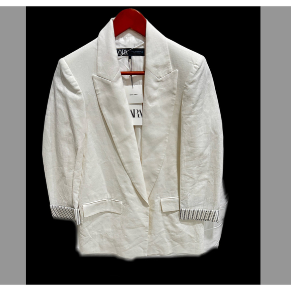Zara Linen blend open front blazer Size XS - Picture 7 of 7